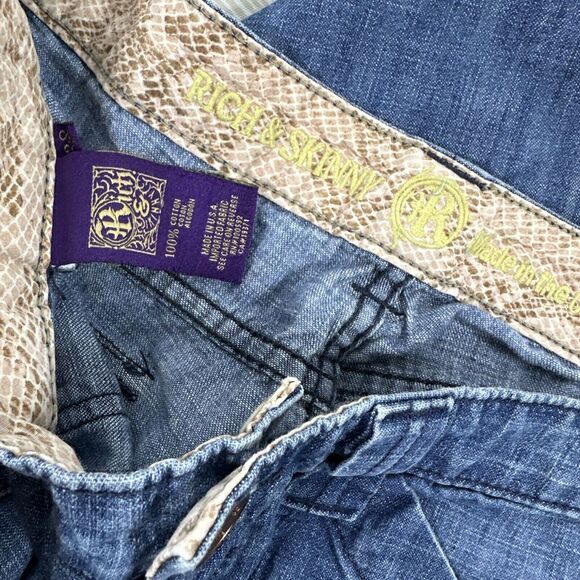 Rich & Skinny Jeans Womens 28 Blue Bootcut Mid Rise Denim Button Fly Flap Pocket - Picture 5 of 13